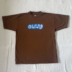 brown obey spray logo t-shirt